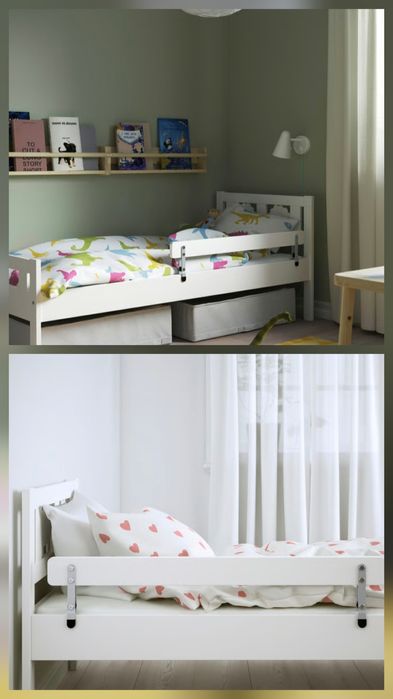 Łóżko Ikea Kritter białe rama i materac Vyssa