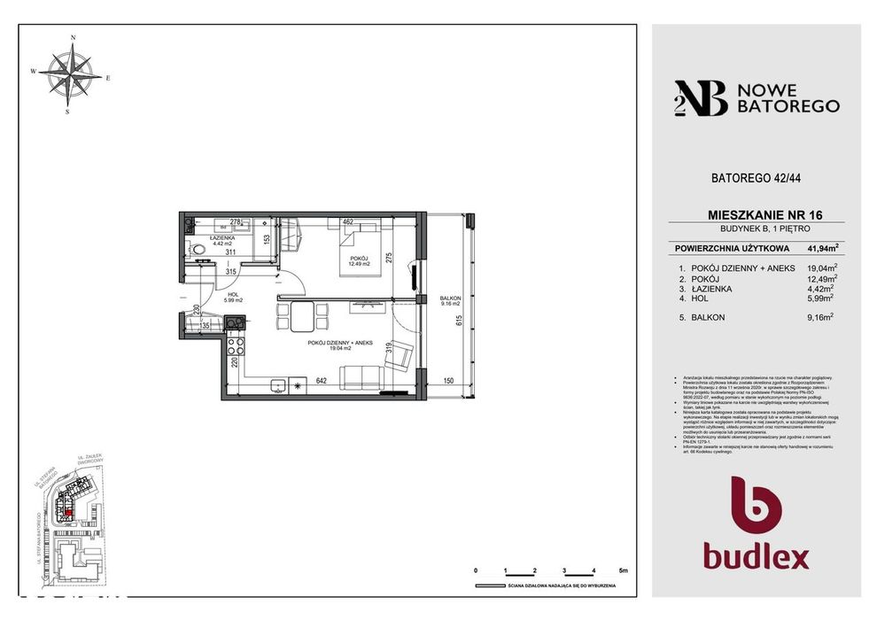 2-pokojowe mieszkanie 41 m² + balkon - View 2