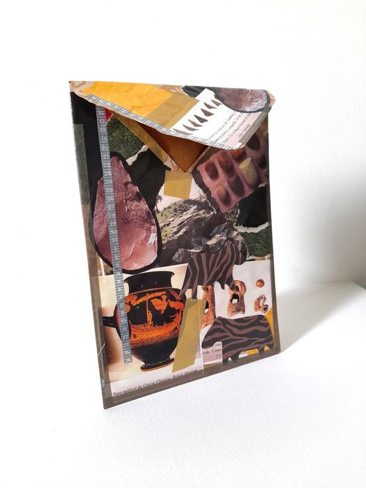 Arte de Assemblagem em Formato de Envelope, Estilo Industrial Rústico Primitivo, Colagem Artística