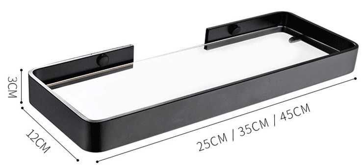 полка настенная в ванную 12х25см со стеклянным основанием белая