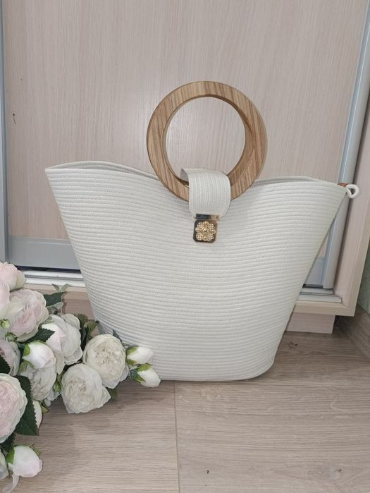 Сумка плетеная , соломенная , рустик