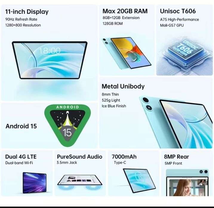 Планшет Teclast P50 11 дюймів 8/128gb +12

оновлення 90 Гц |