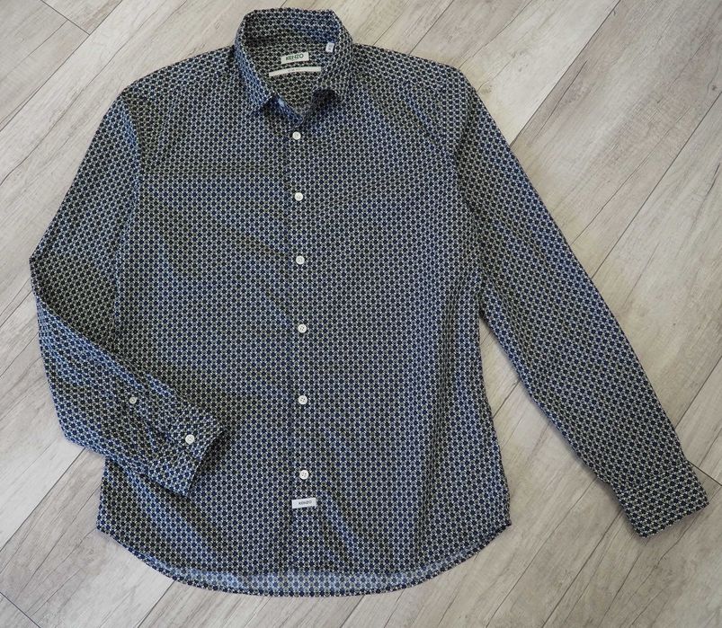 Kenzo _mini tiger print curved hem shirt_koszula męska_S/M_slim fit