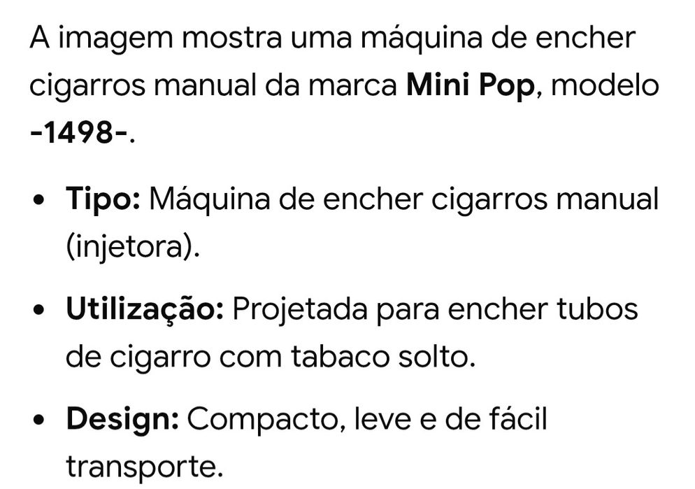 Maquina de Encher Cigarros Mini Pop 1498