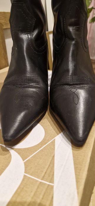 Zara botki kowbojki czarne skórzane rozmiar 38