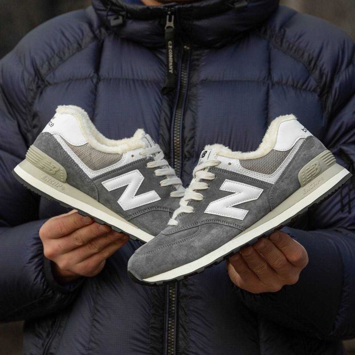 Унисекс зимние замшевые кроссовки New Balance 574 Winter Fur ню беланс