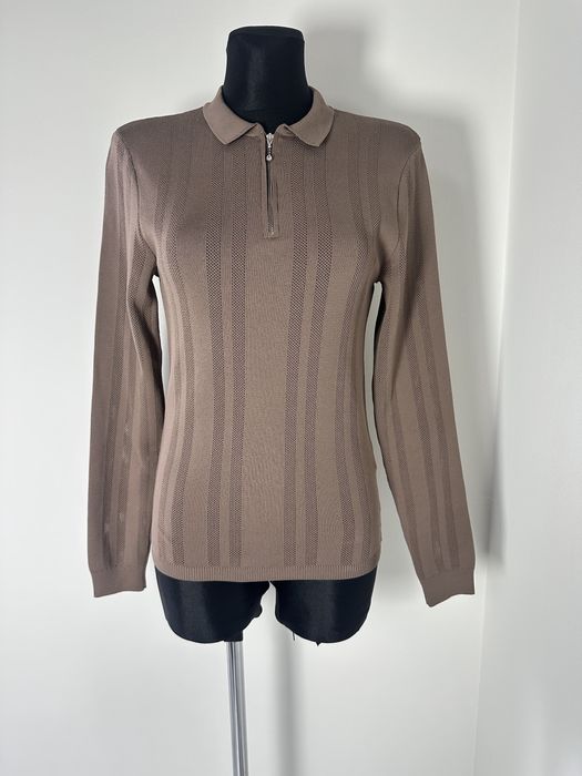 Brązowy prążkowany sweter z kołnierzykiem rozm. XS River Island