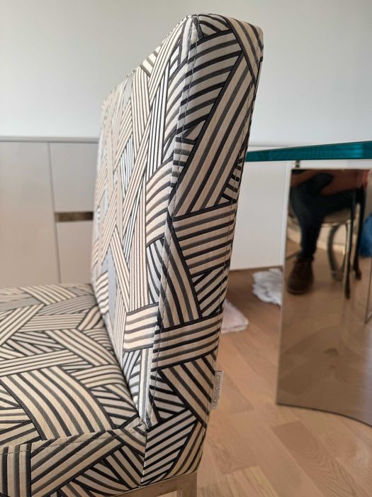 Set of 6 Dining Table Chairs with Patterned Design and Stainless Steel Base64585181827331122