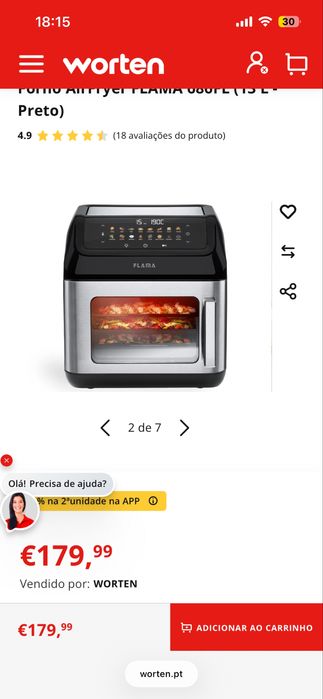 AirFryer FLAMA 686FL (13 L - Preto) - NOVA com garantia