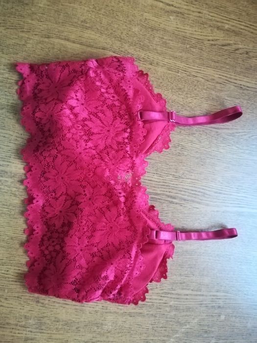 Stanik koronkowy A bordowy NOWY