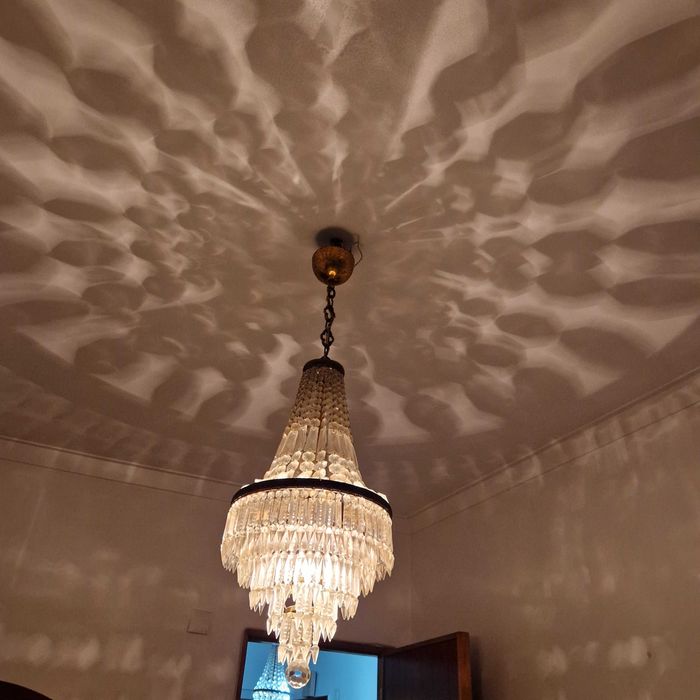 Lustre vintage em cristal lapidado (candeeiro de teto em cascata)