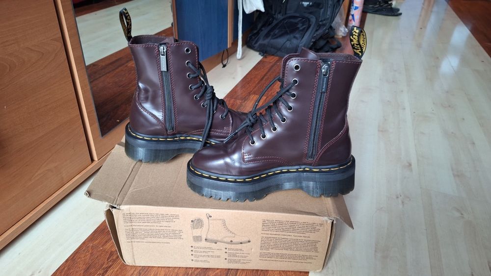 Bordowe Buty glany Jadon dr Martens