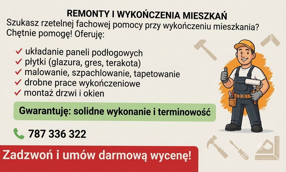 Remonty i wykończenia mieszkań – Solidnie i terminowo! Free wycena
