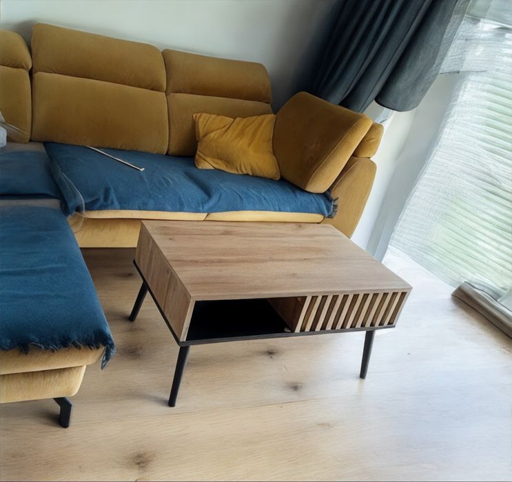 Stolik kawowy skandynawski lamele dąb czarny stół loft DOSTAWA GRATIS