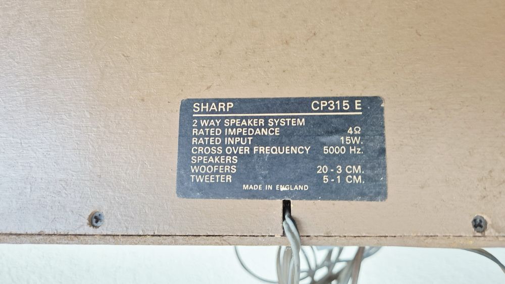 Colunas Sharp 15w com estrutura em madeira
