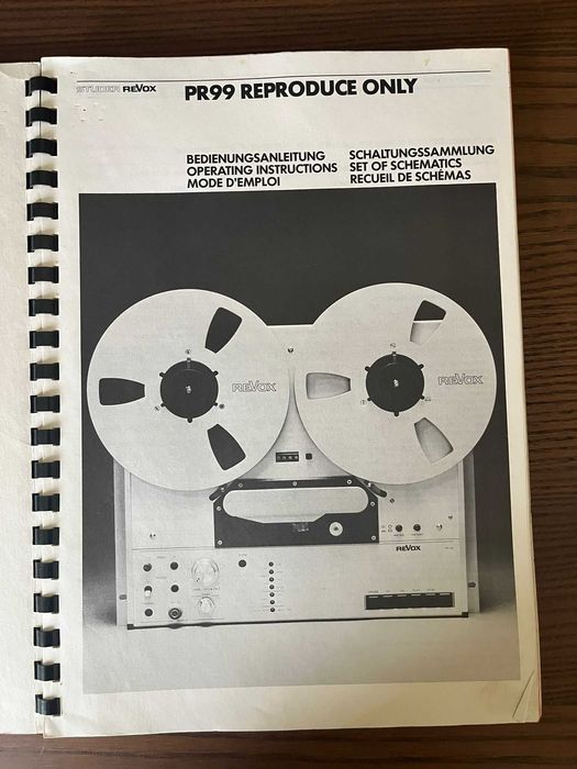 Manual Revox PR99 Reproduce Only