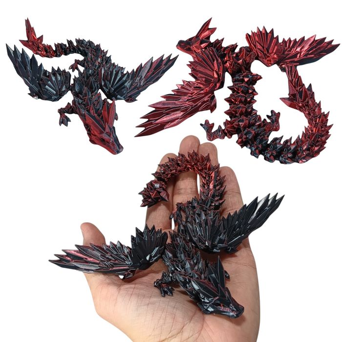Kryształowy Smok ze Skrzydłami Mini, 23cm, Figurka Przegubowa,19B6S