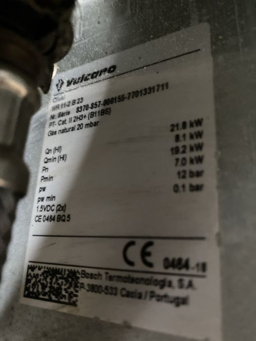 Esquentador vulcano a gas natural