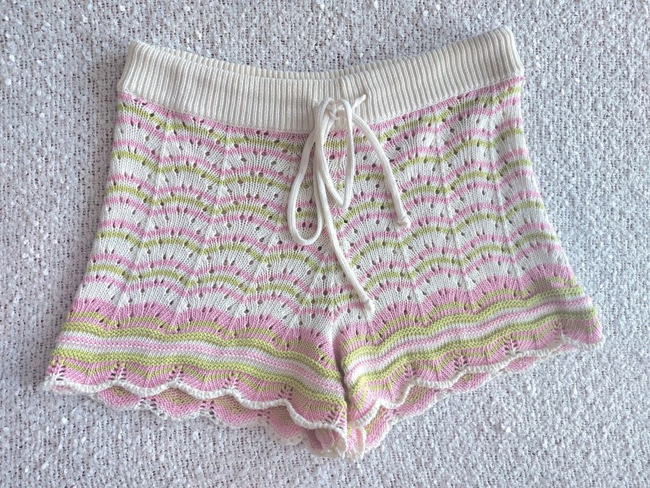 Dzianinowe szorty Cropp ażurowe paski M 100% bawełna lato boho