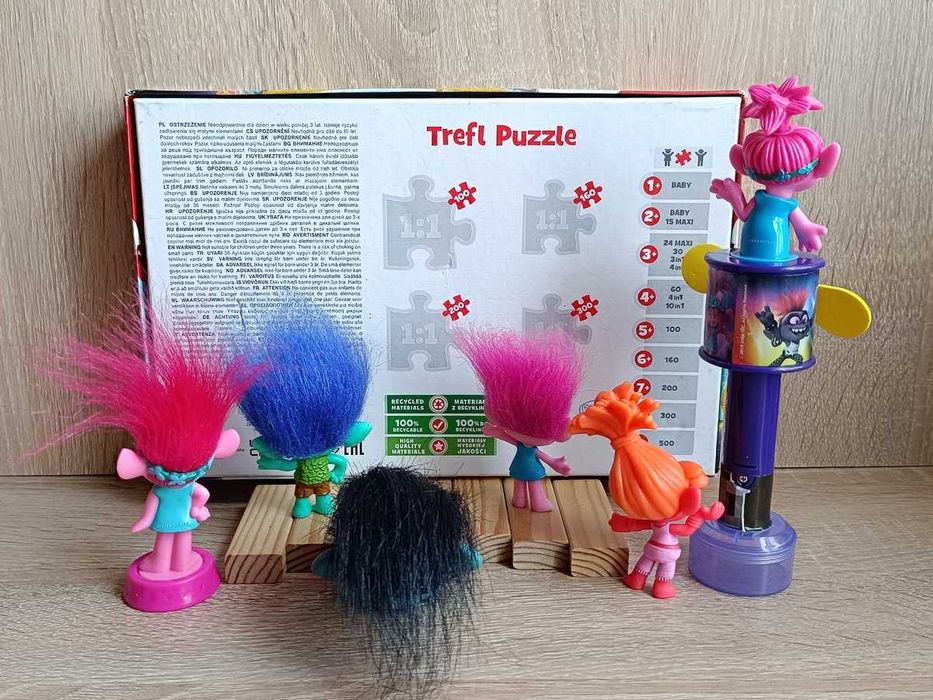 Zestaw figurek *Trolle* + Puzzle *Trefl*. McDonald's