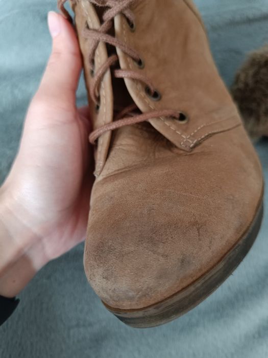 Lasocki buty z futerkiem, na obcasie, botki