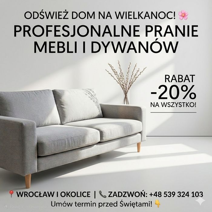 Profesjonalne czyszczenie kanap  - GRATIS 20%