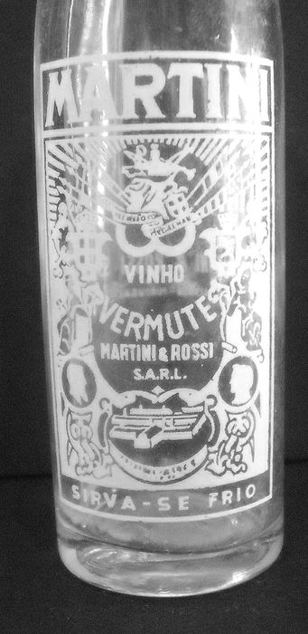 Garrafa antiga de Martini - dose individual - Pirogravada  - anos 50