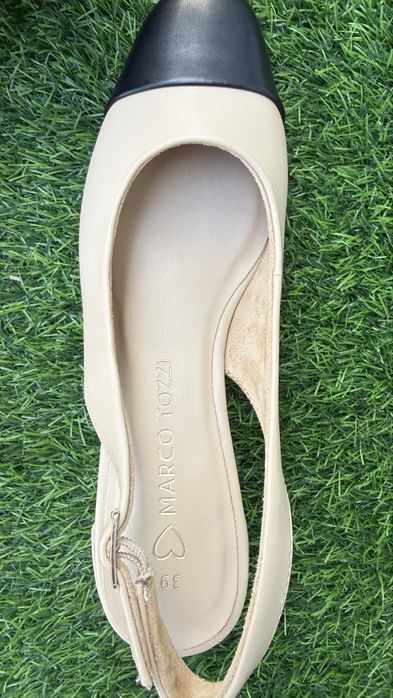 Marco Tozzi Czółenka Slingback Beżowo-Czarne 39