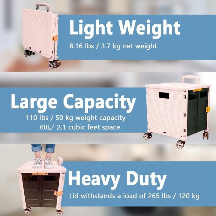 Składany wózek na zakupy na kółkach do 45kg