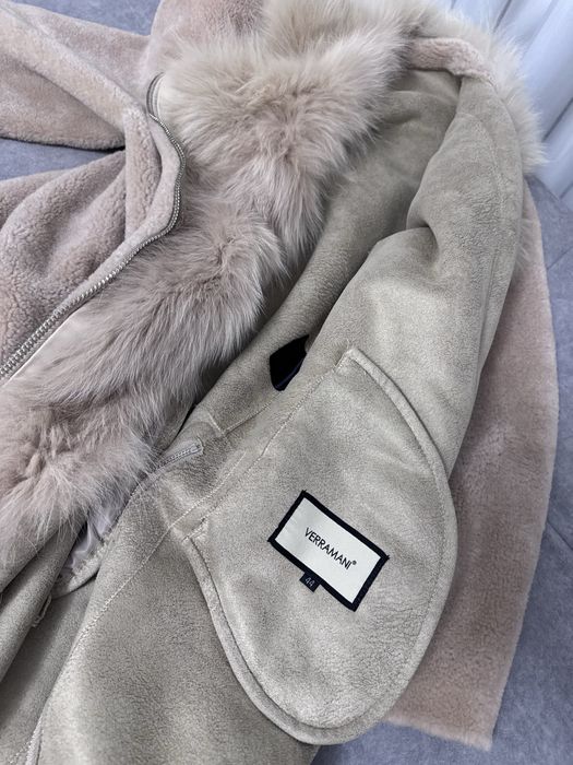 Пальто з натуральним хутром, вживане, розмір 44