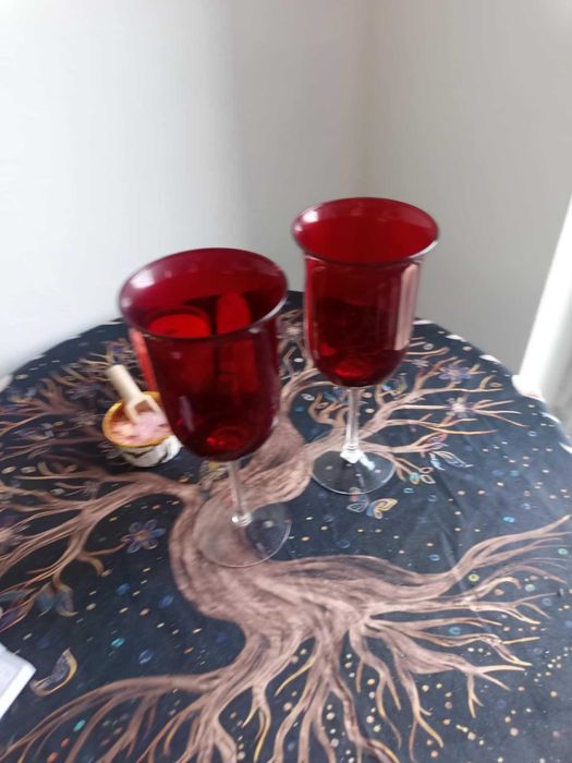PartyLite karmazynowe kielichy – szklane świeczniki 2 szt.