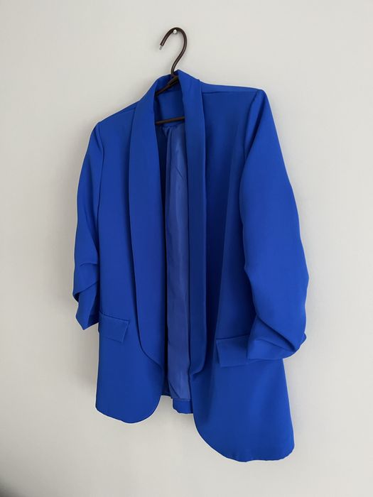 Elegancki garnitur damski chabrowy