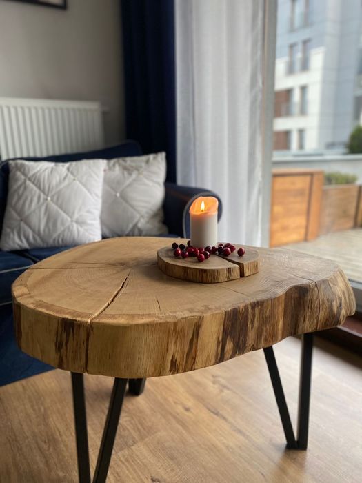 Stolik z Plastra Drewna