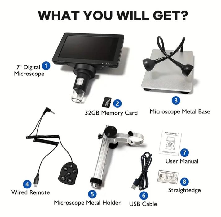 цифровой микроскоп DM9 с 7-дюймовым ЖК-экраном.