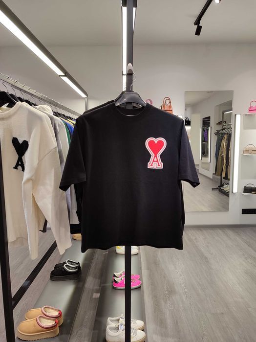 Футболка AMI Paris Exclusive Ami De Coeur T-Shirt Black Red Heart