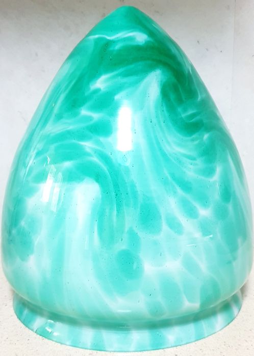 Fantastic large vintage lamp glass in bicolor opaline glass
