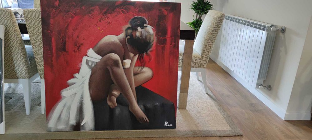 Quadro  1m x1m motivo bailarina. Óleo sobre tela
