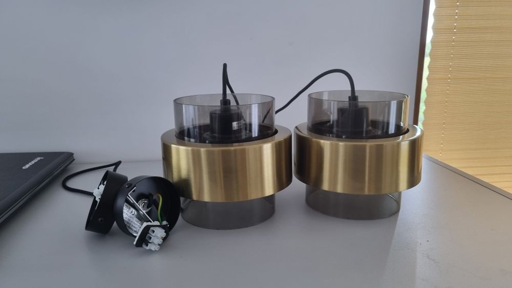 2 szt. Lampy wiszące dymione złota Nowe
