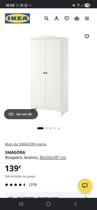 Vendo roupeiro IKEA SMÅGÖRA