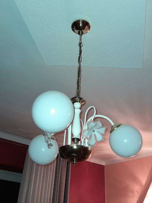 Lampa sufitowa 3-ramienna biało-złota E14