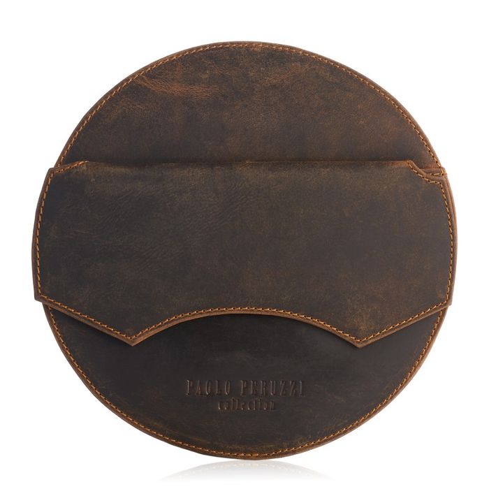 torebka damska na ramię brązowa vintage okrągła skórzana paolo