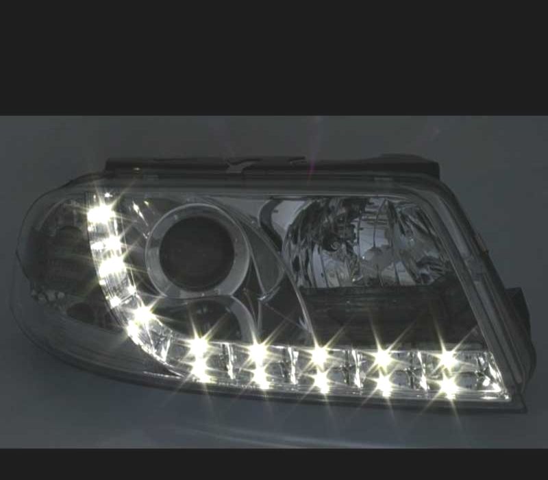 FARÓIS FRENTE LUZ DIURNA PARA VOLKSWAGEN VW LED VOLKSWAGEN VW PASSAT 3BG 00-05. FUNDO CROMADO