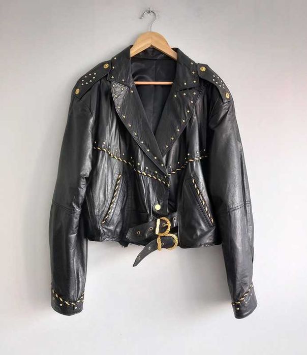 Skórzana czarna kurtka ramoneska skóra vintage