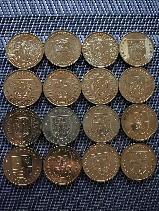 Monety 2 zł herby województw komplet 16 szt.