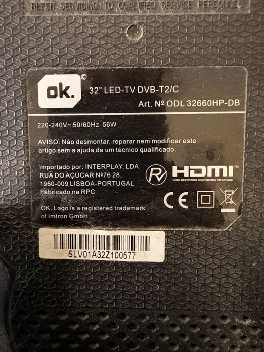 Televisão TV Led marca Ok 32'' + oferta de suporte extra