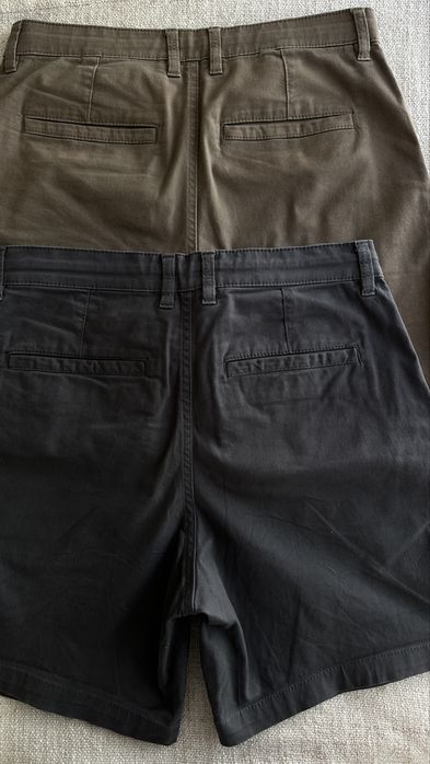 Pack 2 Calções Chino H&M Homem - Regular Fit - Tamanho S (Verde Tropa e Cinzento Escuro)