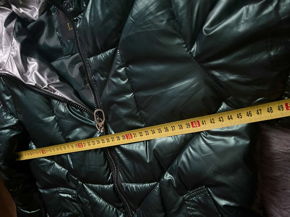 Kurtka pikowana błyszcząca metaliczna zieleń S płaszcz