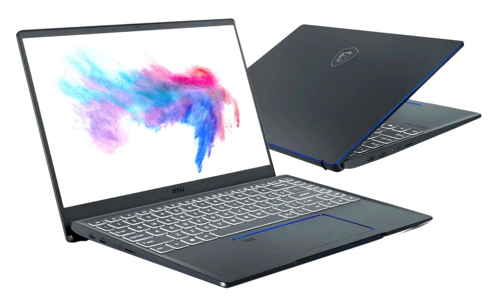 Mocny Laptop Ultrabook MSI Prestige 14 i7 4,7 GHz 16GB 512GB Win 11 GeForce GTX 1650 Max 4GB Carbon Grey MIL-STD 810G Mysz Komplet Karton jak NOWY !