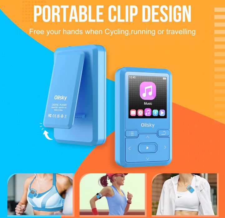 Mp3 плеєр на 32gb для спортивного бігу/ joliker/ oilsky red/blue