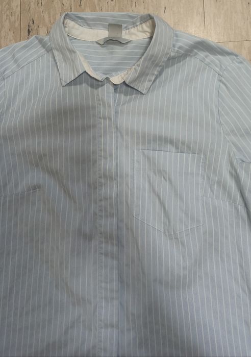 Koszula w paski biało błękitne niebieskie h&m